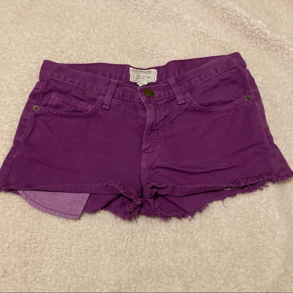 - Current/Elliott Purple dyed jean shorts